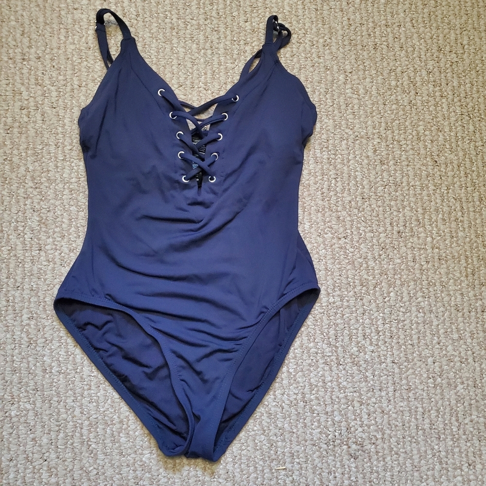 Nautica navy one piece with criss cross
